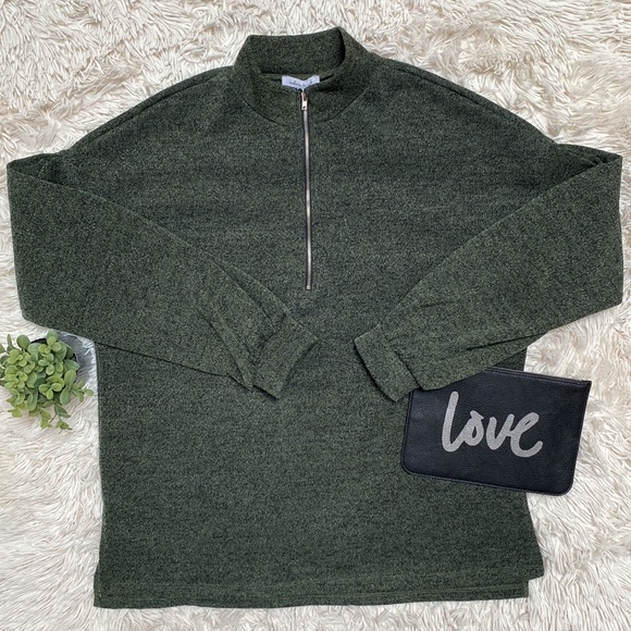 White Birch 1/4 Zip Pullover 💗 Forest Green & Black - Picture 2 of 16